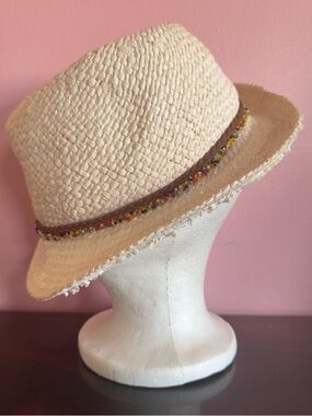 Steve Madden Straw Fedora Hat Boho Beach Summer Paper Yarn